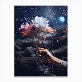 flowers surrounded by cosmic stardust Canvas Print