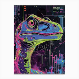 Cyber Futuristic Dinosaur Illustration 1 Canvas Print