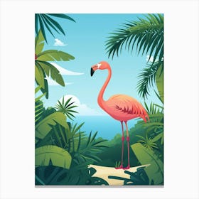 Greater Flamingo South Asia India Tropical Illustration 5 Canvas Print