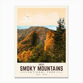 Great Smoky Mountains Minimalist Travel Poster Canvas Print