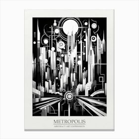 Metropolis Abstract Black And White 6 Poster Canvas Print