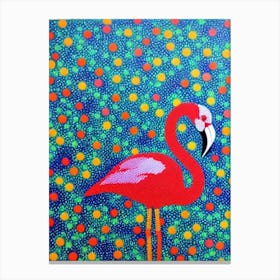 Flamingo 2 Yayoi Kusama Style Illustration Bird Canvas Print