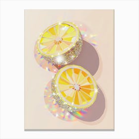 Lemons Glitter Style Poster Glam Kitchen Disco Trendy Canvas Print