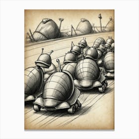 Snails On The Track Canvas Print