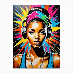 Graffiti Mural Of Beautiful Hip Hop Girl 58 Canvas Print