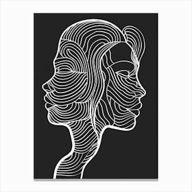 Minimalist Portrait Line Black And White Woman 5 Canvas Print