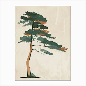 Cedar Tree Minimal Japandi Illustration 2 Canvas Print