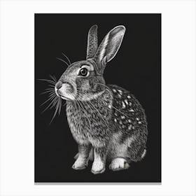 English Spot Blockprint Rabbit Illustration 3 Canvas Print