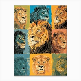 Asiatic Lion Lion In Different Seasons Fauvist Painting 1 Canvas Print