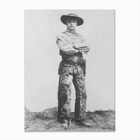 Cowboy Teddy Roosevelt Vintage Black and White Photo Canvas Print