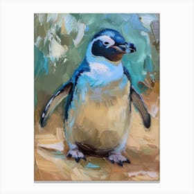Adlie Penguin Fernandina Island Oil Painting 3 Canvas Print