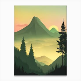 Misty Mountains Vertical Composition In Green Tone 182 Canvas Print