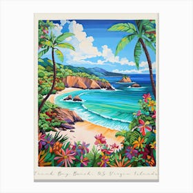 Poster Of Trunk Bay Beach, Us Virgin Islands, Matisse And Rousseau Style 4 Canvas Print