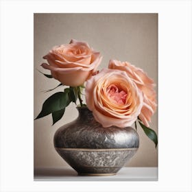 A Vase Of Pink Roses 99 Canvas Print