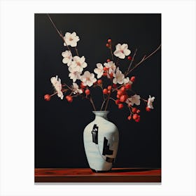 Bouquet Of Autumn Cherry Flowers, Autumn Florals Painting 0 Canvas Print