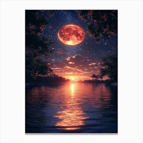 Full Moon Over Water 38 Canvas Print