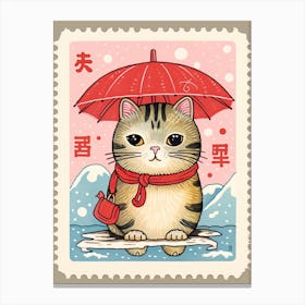 Kawaii Cat Drawings Cat Stamp Canvas Print