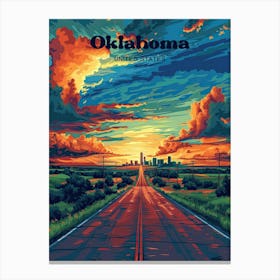 Oklahoma Sunset Travel Art Illustration Canvas Print