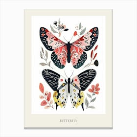 Colourful Insect Illustration Butterfly 3 Poster Canvas Print