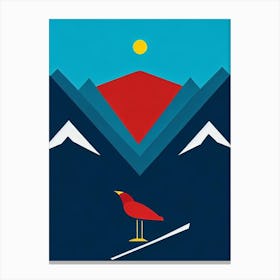 Snowbird, Usa Modern Illustration Skiing Poster Canvas Print