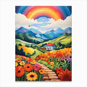 "Prismatic Pastures: Meadow's Rainbow Melody" Canvas Print