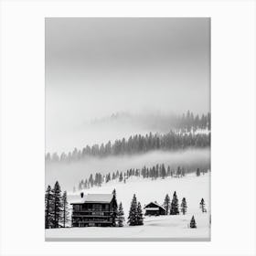 Lake Tahoe, Usa Black And White Skiing Poster Canvas Print
