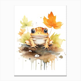 A Frog  Watercolour In Autumn Colours 2 Canvas Print