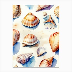 Seashells on the beach, watercolor painting 11 Canvas Print