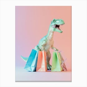 Pastel Toy Dinosaur With Shopping Bags 2 Canvas Print