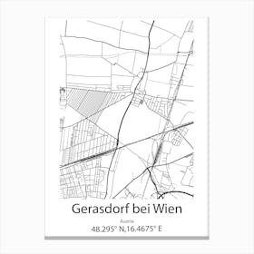 Gerasdorf Bei Wien,Austria Minimalist Map Canvas Print