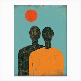 Two People In Front Of The Sun Canvas Print