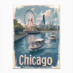 Aihrgdesign A Classic 1960s Travel Poster For Chicago 2 Canvas Print