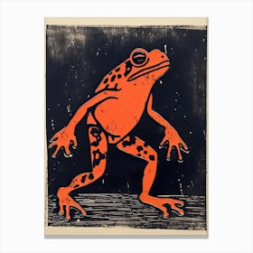 Frog, Woodblock Animal  Drawing 2 Canvas Print