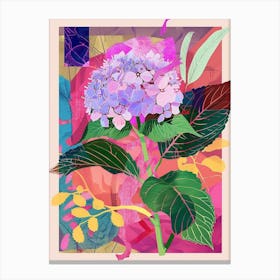 Hydrangea 3 Neon Flower Collage Canvas Print