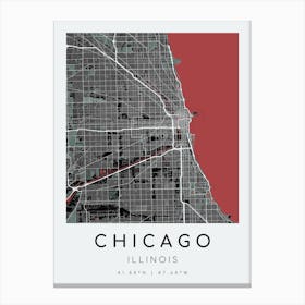 Chicago Map Print - Caravage style Canvas Print