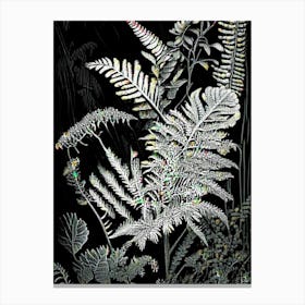 Marsh Fern Wildflower Linocut 1 Canvas Print