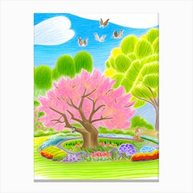 Cherry Blossoms In The Park Canvas Print