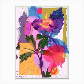 Geranium 4 Neon Flower Collage Canvas Print