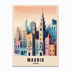 Madrid City Travel Poster Spain Low Poly (11) Canvas Print