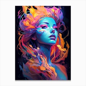 Enigmatic woman with colorful hair Canvas Print