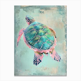 Pastel Sea Turtle In The Ocean 2 Canvas Print