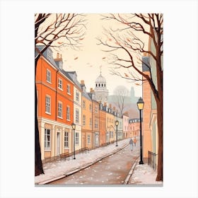 Vintage Winter Travel Illustration Richmond England 1 Canvas Print