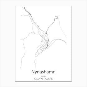 Nynashamn,Sweden Minimalist Map Canvas Print