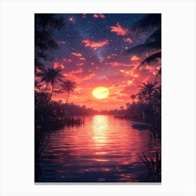 Sunset Over The Water 3 Canvas Print