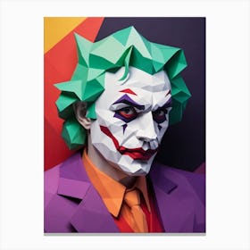 Joker Portrait Low Poly Geometric (27) Canvas Print