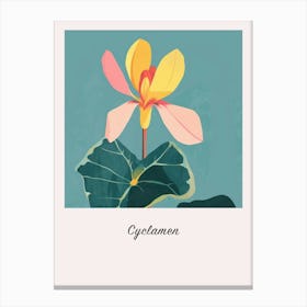 Cyclamen 2 Square Flower Illustration Poster Canvas Print