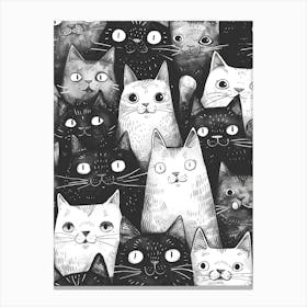 Perfectly Repeatable Artwork With Cute Cat Faces 17 Canvas Print