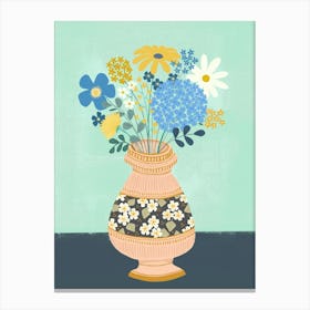 Flowers In Blue And Yellow Canvas Print