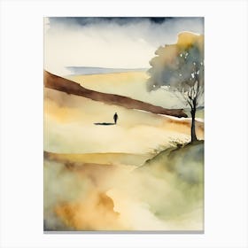 Abstract Watercolor Landscape Solitary Figure 5 Canvas Print