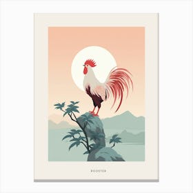 Minimalist Rooster 2 Bird Poster Canvas Print